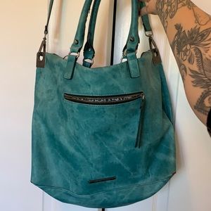 Steve Madden turquoise long strap faux leather purse